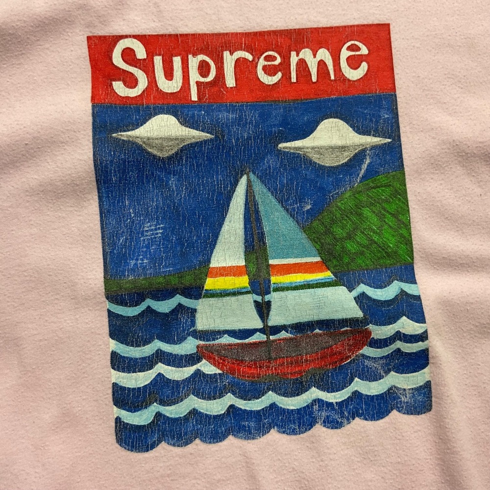 Supreme Sailboat UFO Graphic T-Shirt  Light Pink Mens Medium Made in USA Cotton - Picture 5 of 8